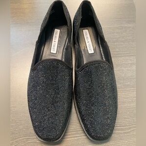 Chelsea & Violet Black Rhinestone Embellished Loafers